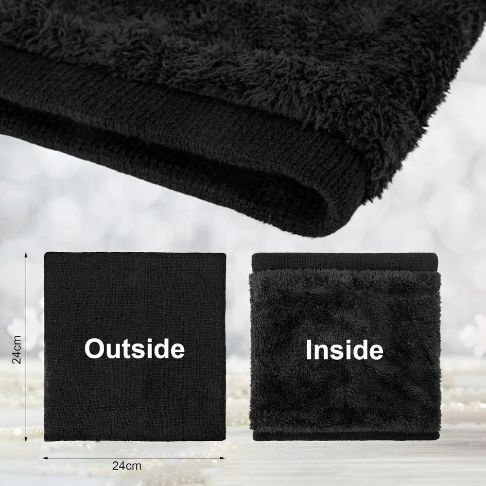 Women's (black+ White)Scarf Winter Double-Layer Neck Warmer Knit Fleece 2Pack